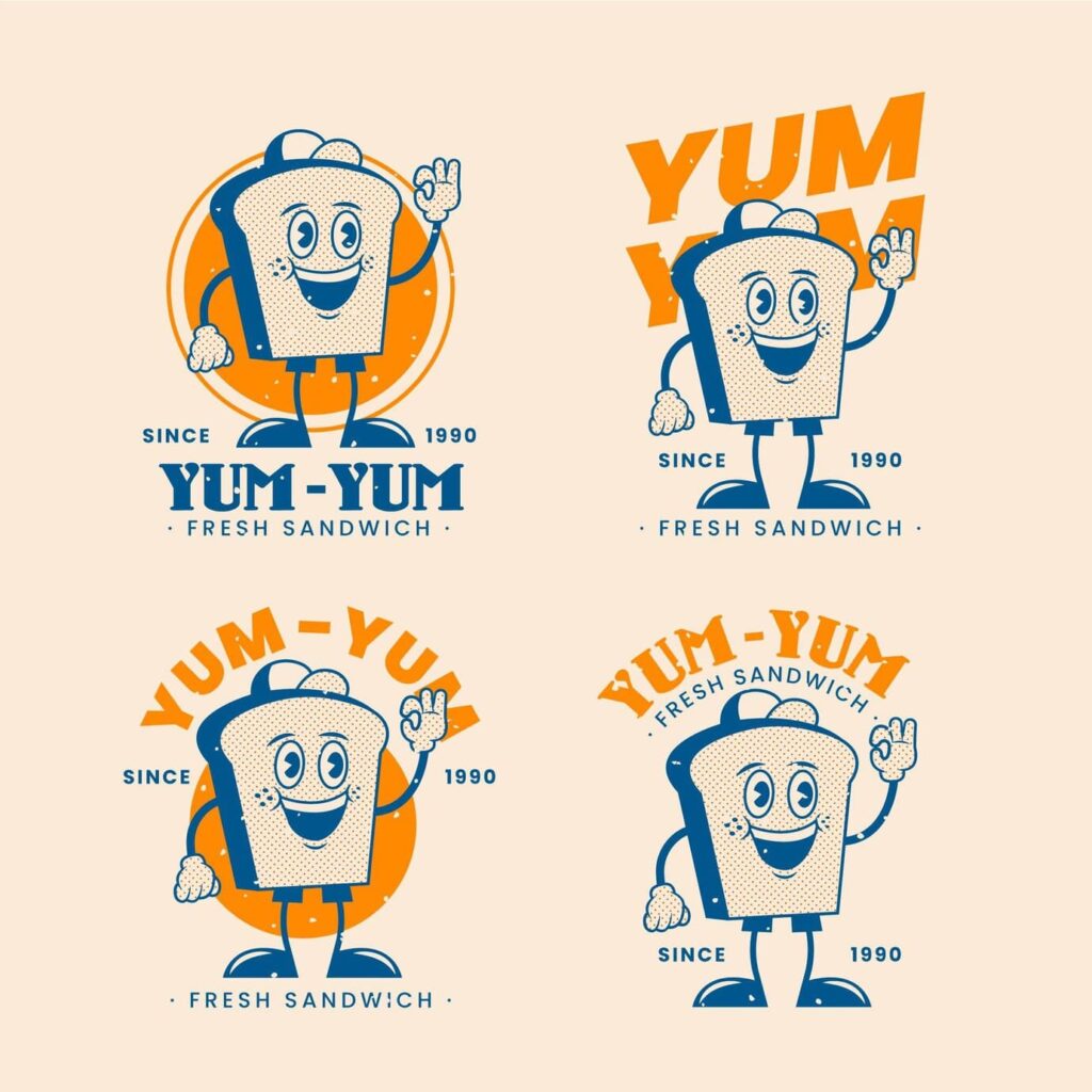 Retro cartoon logo collection
